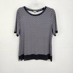 Anne Klein Black and White Patterned Blouse